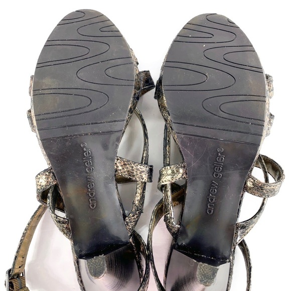 Andrew Geller Snake-Print Ankle Strap Buckle Heels - Picture 11 of 11